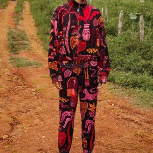 Farm Rio Black Tropical Magic Plush Pants NWOT